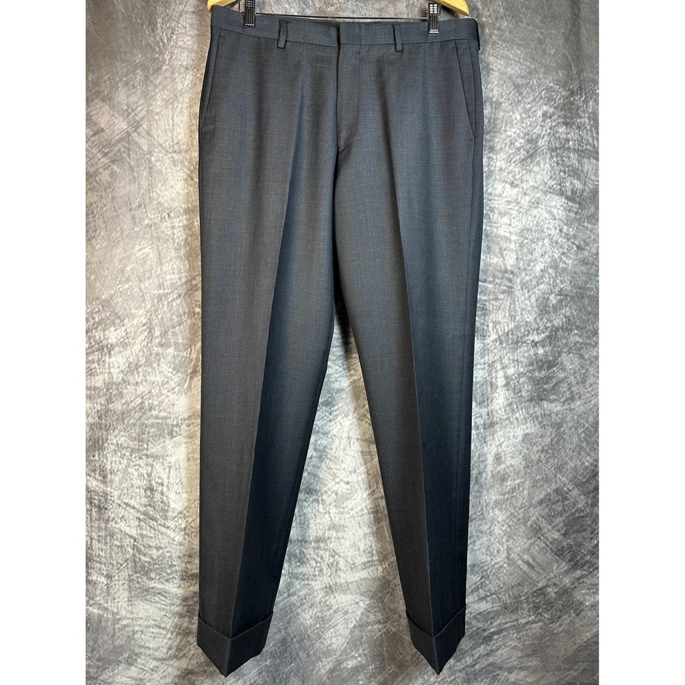 J.Crew Ludlow Pant Men 34x32 Gray Italian Wool Tollegno 1900 Cuffed Slim Suit